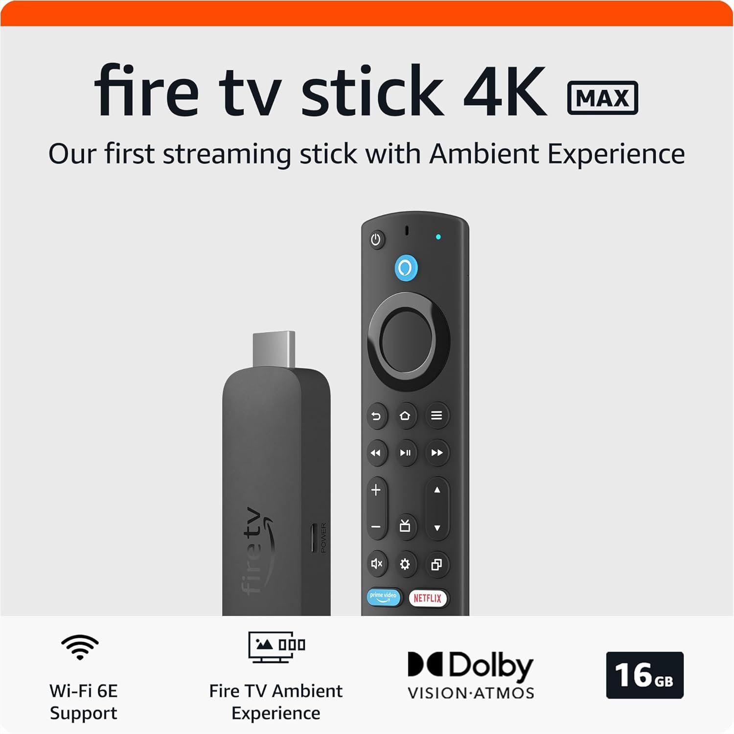 Amazon Fire TV Stick 4K Max streaming device (newest model) supports Wi-Fi 6E, free  live TV without cable or satellite