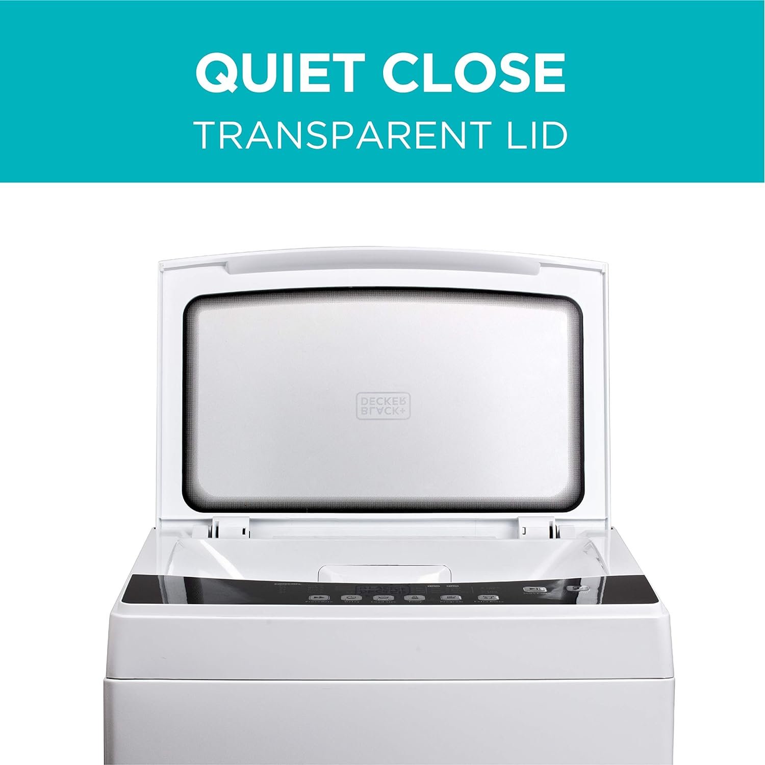 BLACK+DECKER 0.9 Cu. Ft. Portable Washer, 6.6 lb. Capacity Washing Machine for Homes  Apartments, 5 Wash Cycles, Quick Connect Sink Adapter and Drain Hose Included, Transparent Lid  LED Display, BPWM09W, White